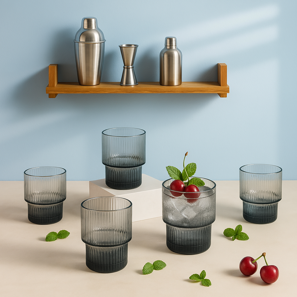 Midnight Ripple Crystal Glass (Set Of 2, 4 & 6)