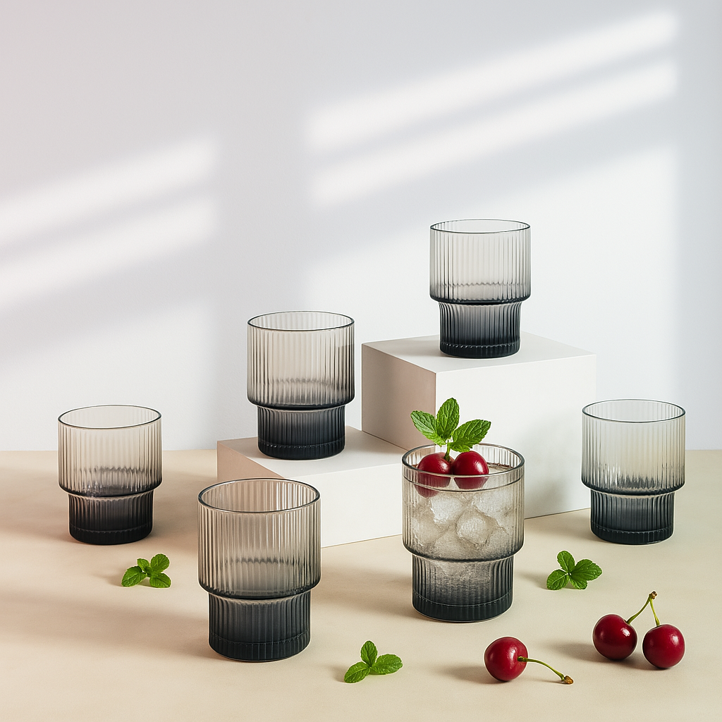 Midnight Ripple Crystal Glass (Set Of 2, 4 & 6)