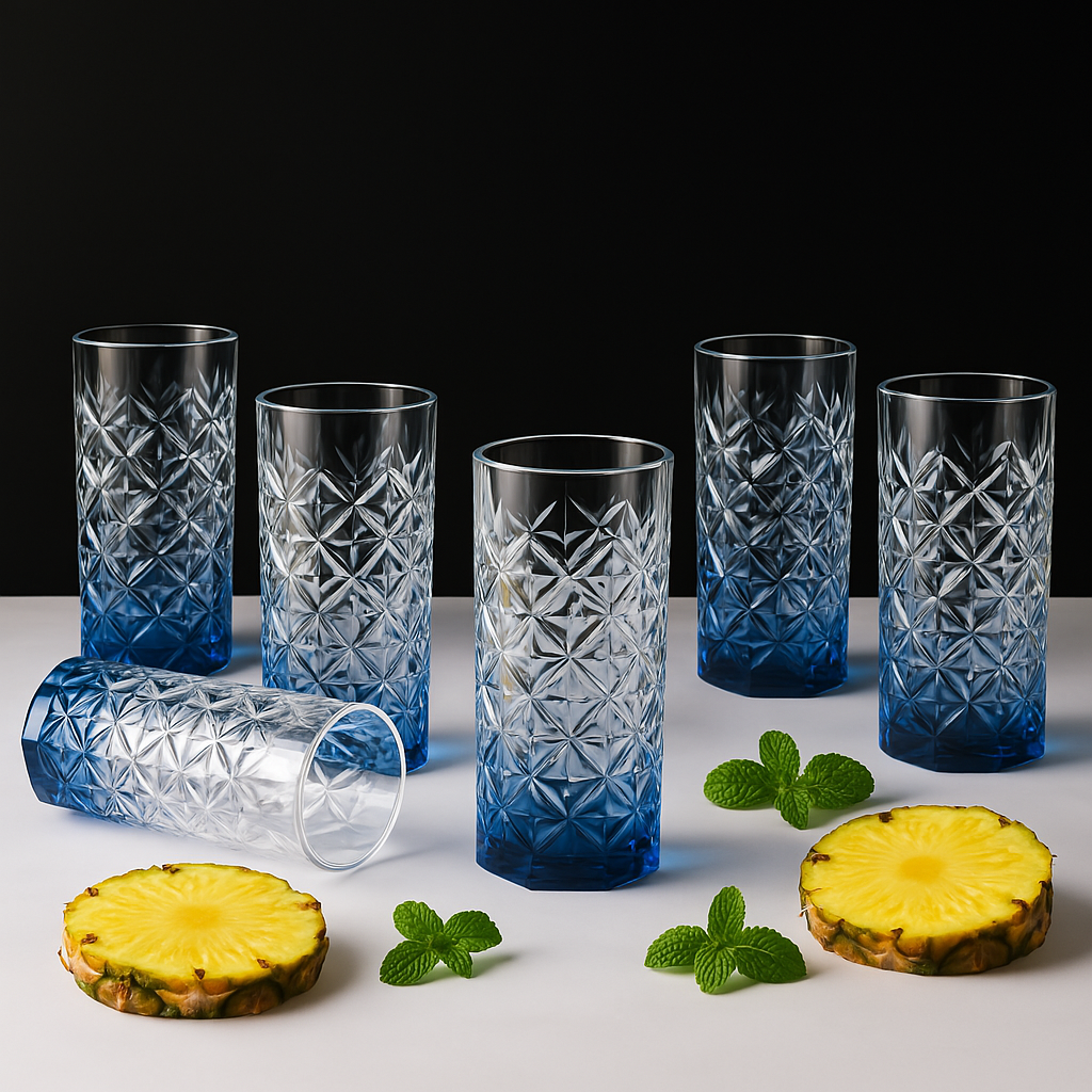 Blue Prism Crystal Tall Glasses (Set Of 2, 4 & 6)