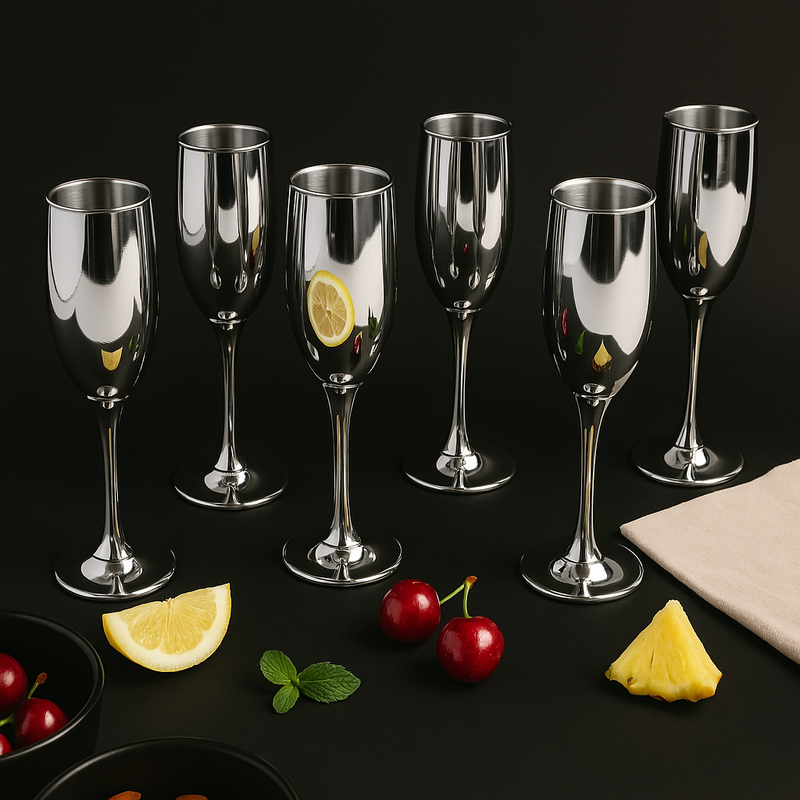 Silver Luxe Flute Champagne Glass