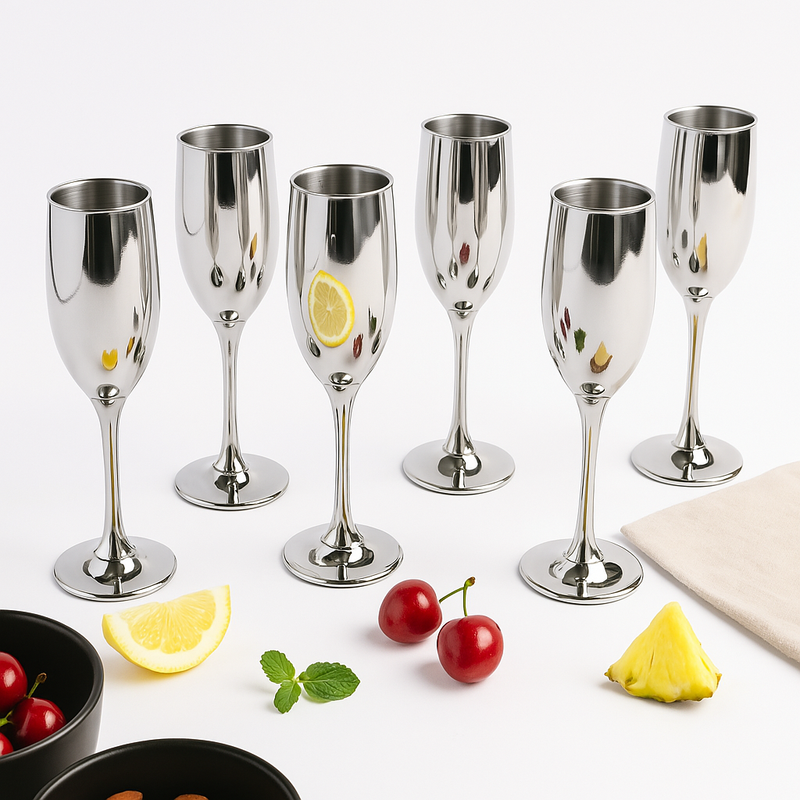 Silver Luxe Flute Champagne Glass