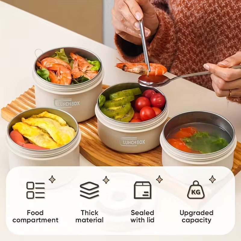 Modern Bento Lunch Kit with Thermal Pouch & Airtight Lid