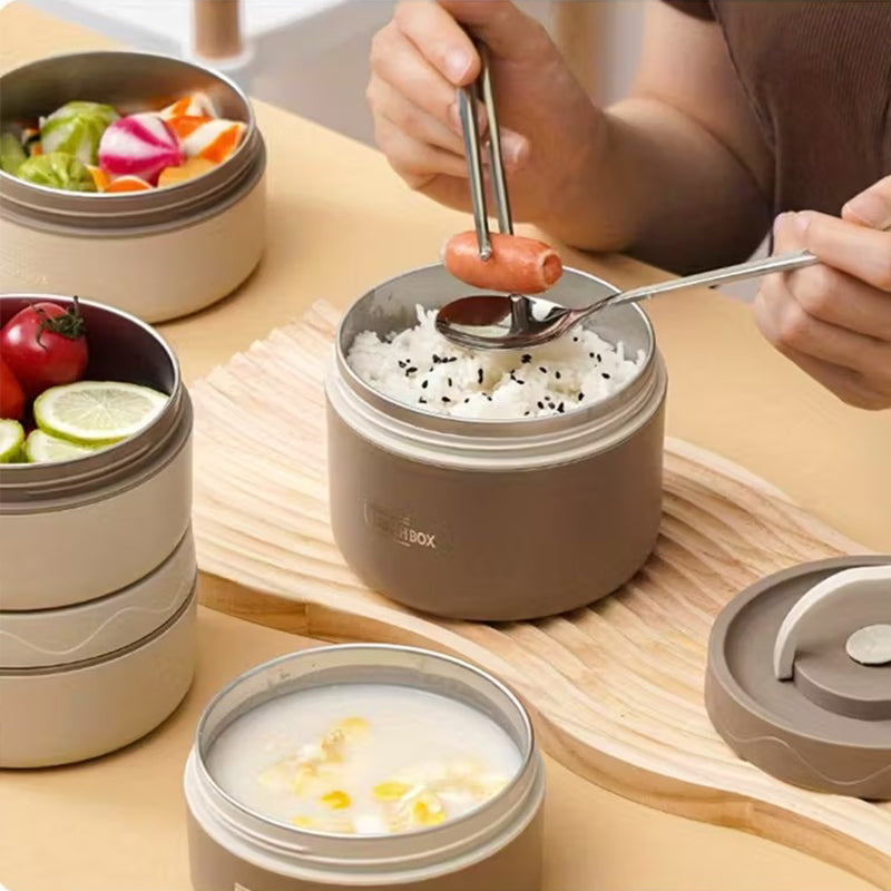 Modern Bento Lunch Kit with Thermal Pouch & Airtight Lid