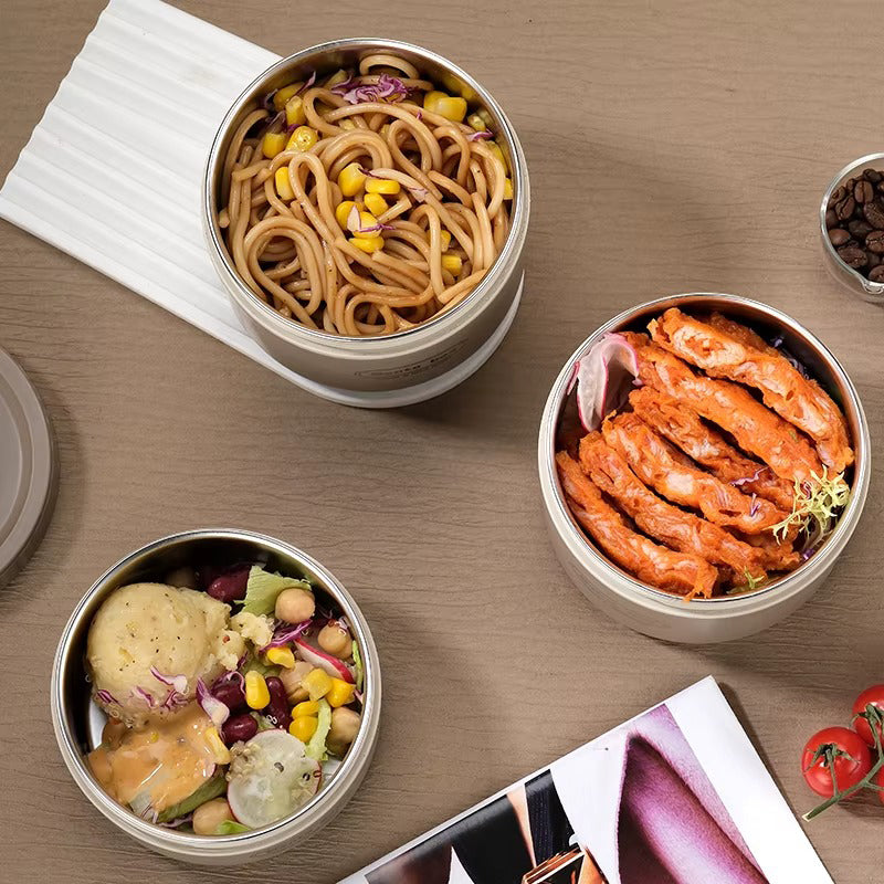 Modern Bento Lunch Kit with Thermal Pouch & Airtight Lid