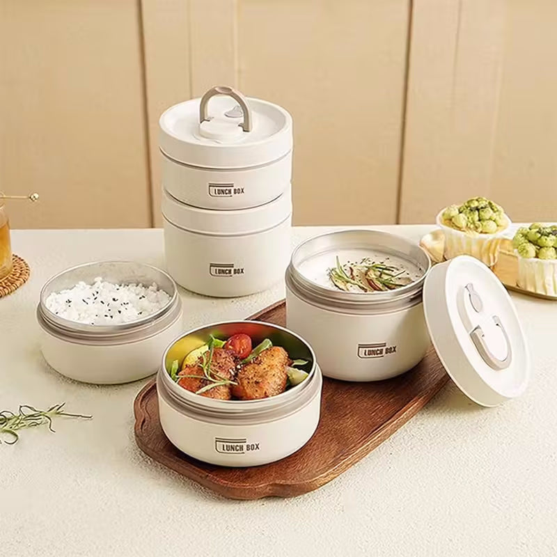 Modern Bento Lunch Kit with Thermal Pouch & Airtight Lid