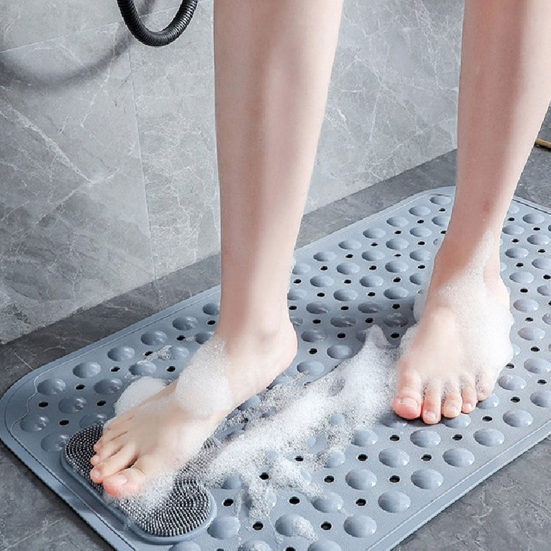 Cloud Grey Nonslip Foot Massager & Exfoliator Shower Mat Shower Mats June Trading   