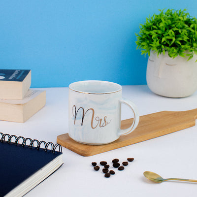 Mr and Mrs Marble Coffee Mug Coffee Mugs June Trading Mrs(Blue)  