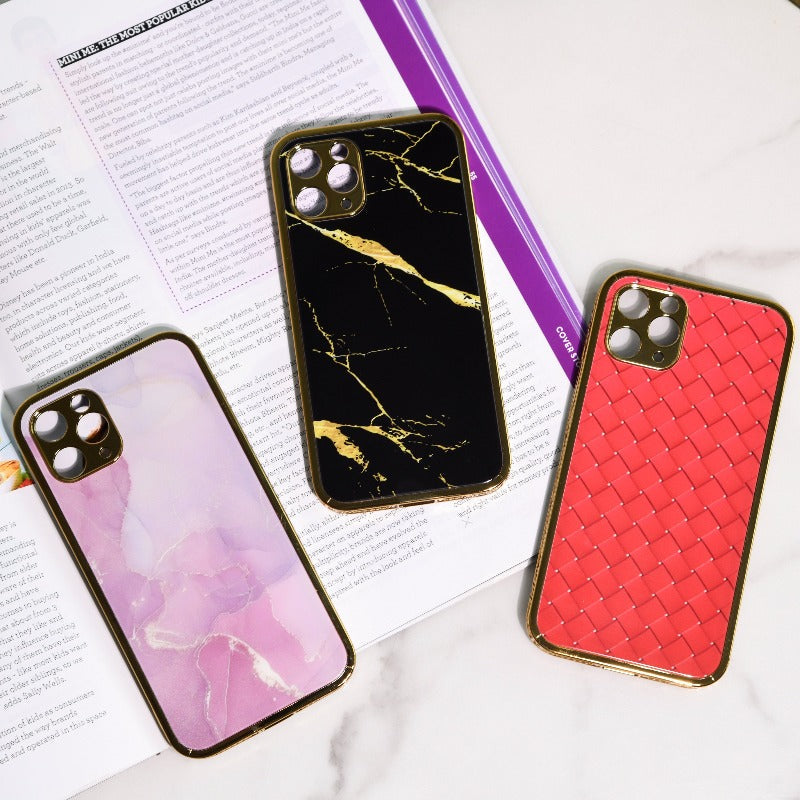 Marble Pattern Rose Gold Edge iPhone 12 Pro Case