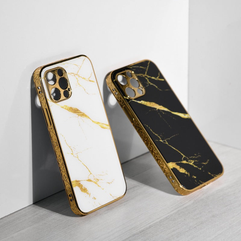 Marble Pattern Rose Gold Edge iPhone 14 Pro Case iPhone 14 Pro June Trading   
