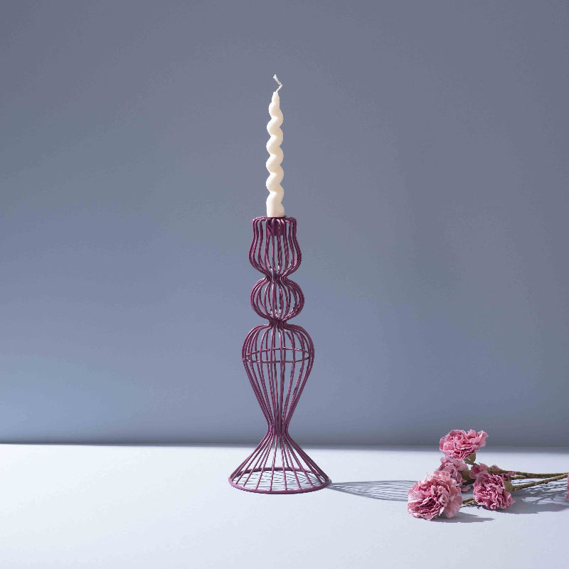 Heather-Toned Iron Wire Candle Holder