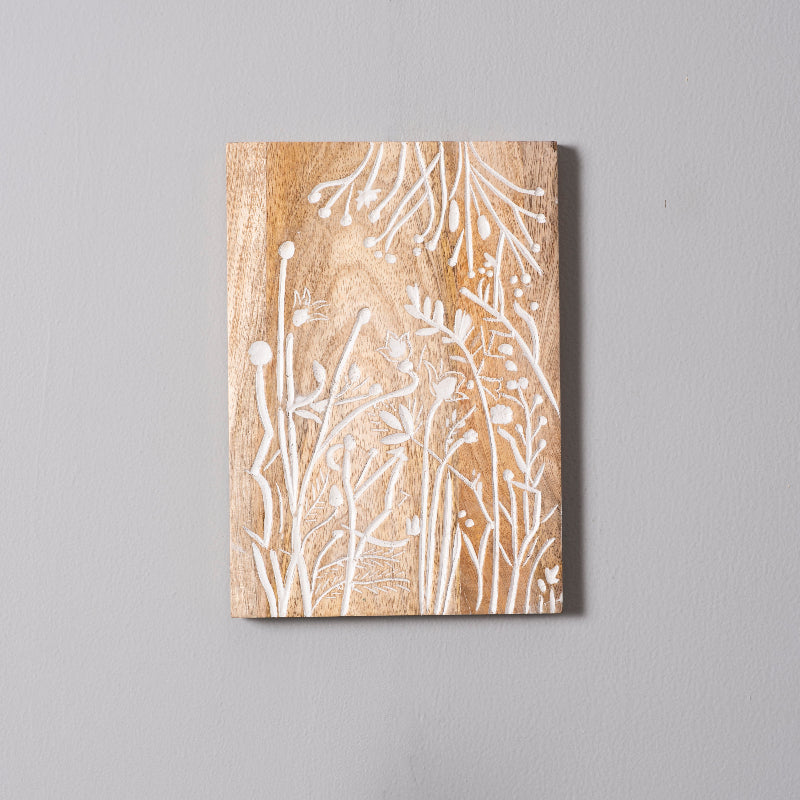 Nature's Whisper – Handcrafted Stem and Leaf Carved Wall Plate