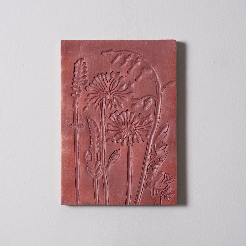 Terracotta Breeze – Luxury Dandelion Carved Wall Plate