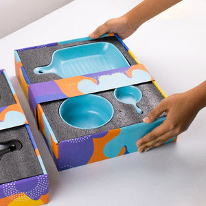 Meraz Sky Blue Serving Set (4 Pcs) Serving Platters The June Shop   