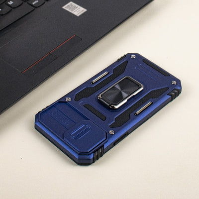 Hybrid Armour iPhone 12 Cover | Camera Slider & Kickstand iPhone 12 The June Shop Navy Blue  