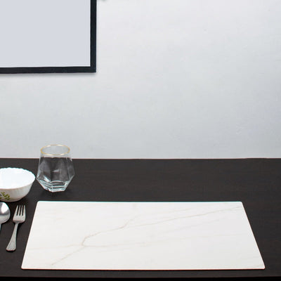 Marblestic White Tone Table Mats Set | 6 Pcs Tablemat The June Shop   