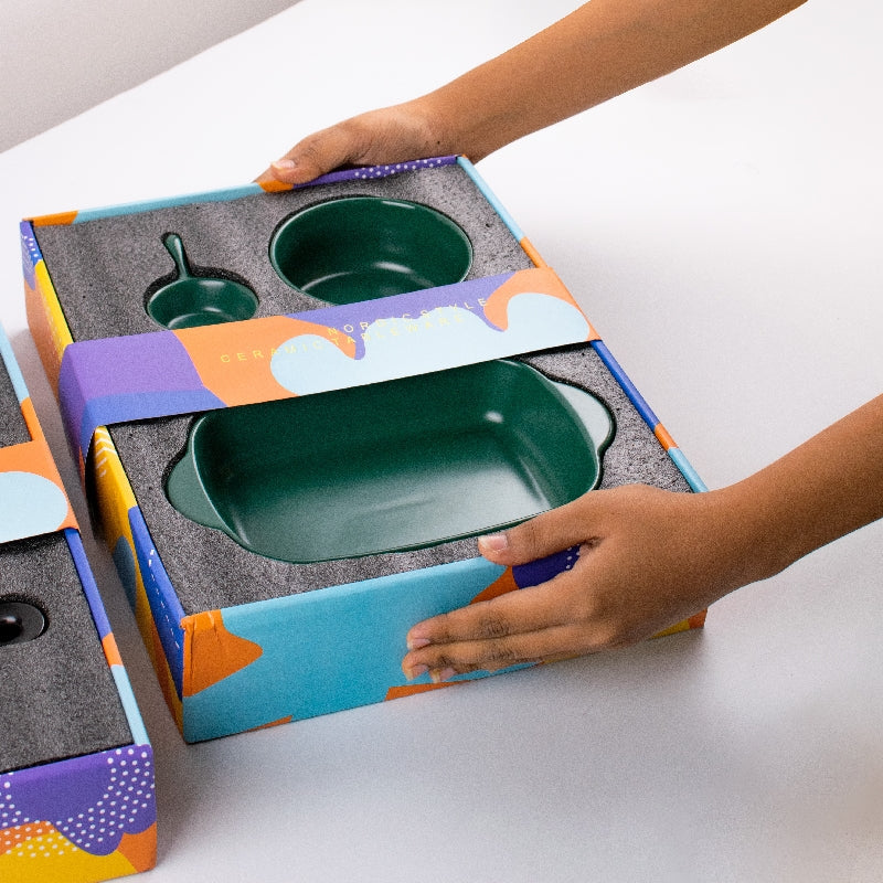 Meraz Emerald Green Serving Set (4 Pcs) Serving Platters The June Shop   