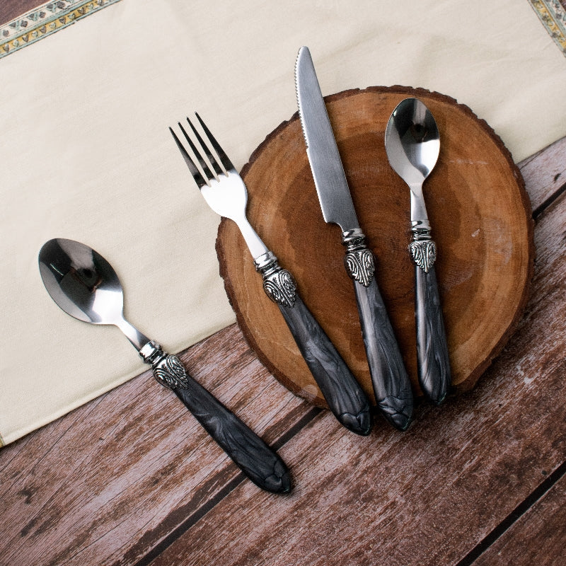 Pewter Accent Regal 24 Piece Cutlery Set Cutlery June Trading   