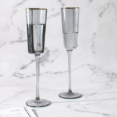 Gold Rimmed Heart Champagne Flute Stemware