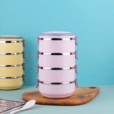 4-Layer Stack Your Food Heat Insulated Lunch Box Lunch Boxes The June Shop Amaranth Pink  