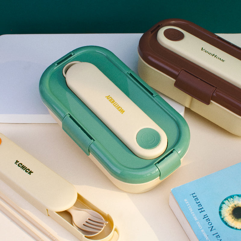 Pop Hue Lunch Box With Cutlery Set Lunch Boxes June Trading Forest Green  