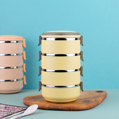 4-Layer Stack Your Food Heat Insulated Lunch Box Lunch Boxes The June Shop Butter Yellow  