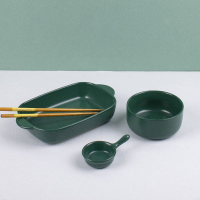 Meraz Emerald Green Serving Set (4 Pcs) Serving Platters The June Shop   