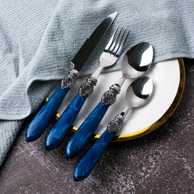 Azure Accent Regal 24 Piece Cutlery Set Cutlery June Trading   