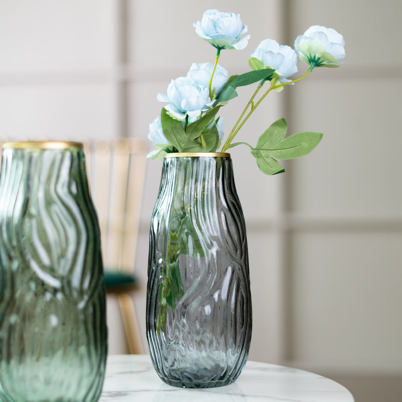 Empoli Whirl Pressed Vase Vases June Trading Pewter Grey  
