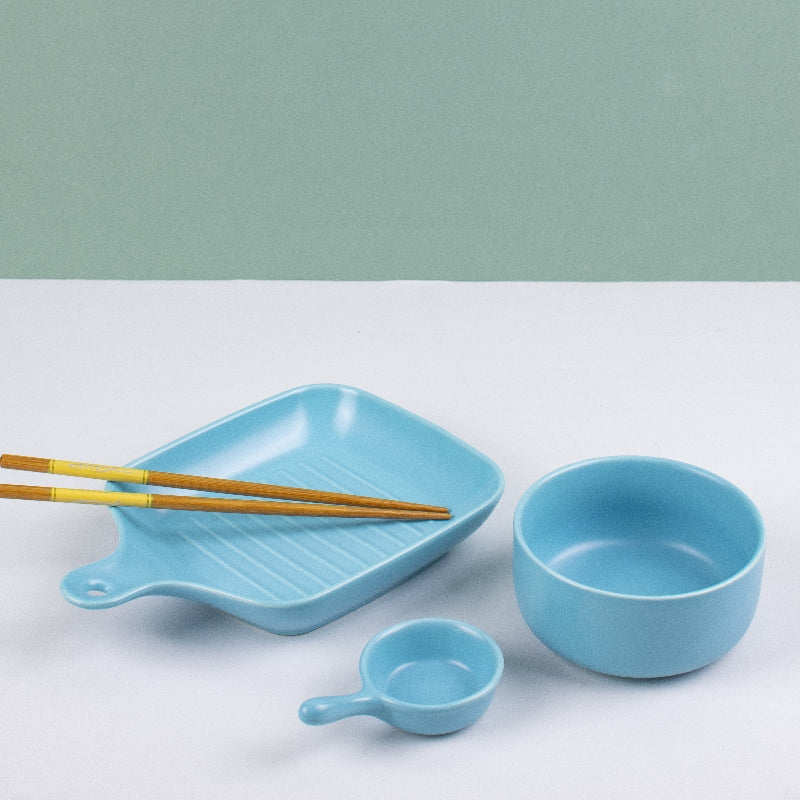 Meraz Sky Blue Serving Set (4 Pcs) Serving Platters The June Shop   