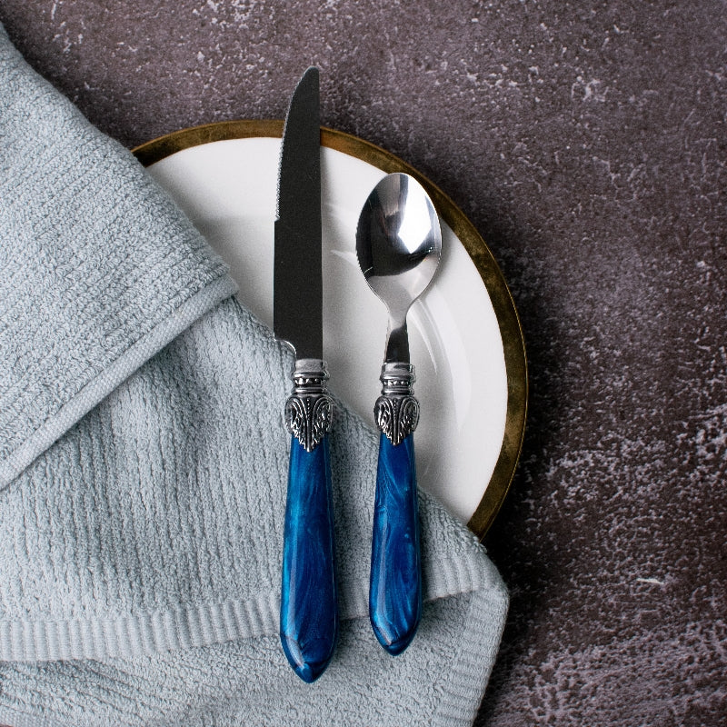 Azure Accent Regal 24 Piece Cutlery Set Cutlery June Trading   