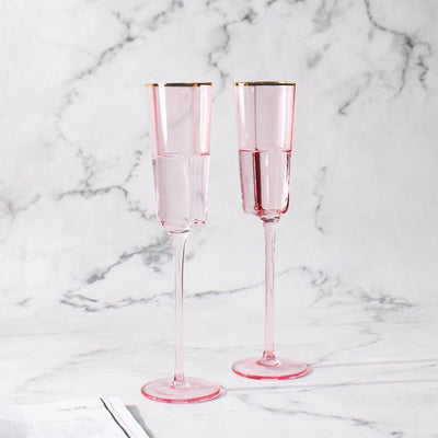 Gold Rimmed Rose Heart Champagne Flute Stemware