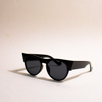 Wing-It Round Black Cateye Sunglass Eyewear June Trading   