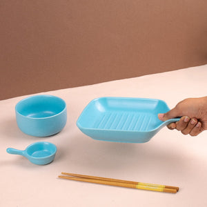 Meraz Sky Blue Serving Set (4 Pcs) Serving Platters The June Shop   