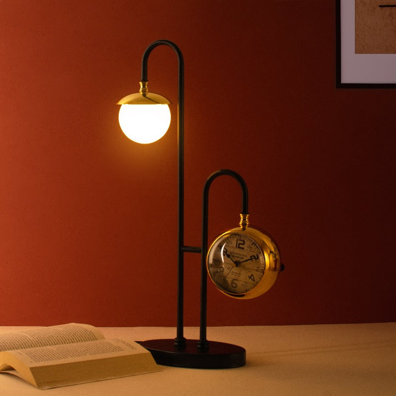 Minimalist Retro Dual Desk Clock Reading Lamp Table Clocks The June Shop   