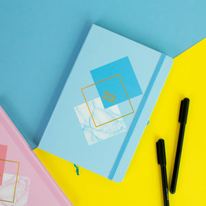 Marble Accent Hardcover Notepad Notepads June Trading Baby Blue  