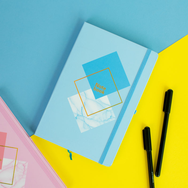 Marble Accent Hardcover Notepad Notepads June Trading Baby Blue  