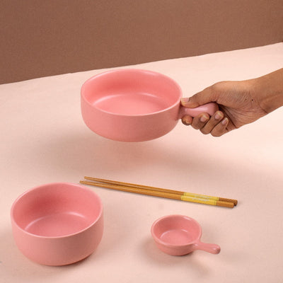 Meraz Lemonade Pink Serving Set (4 Pcs) Serving Platters The June Shop   