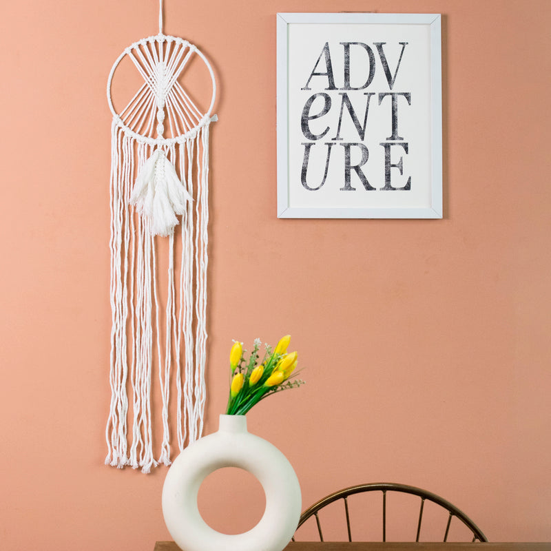 Layered Long Macrame Handmade Wall Hanging With Lights Macrame June Trading   