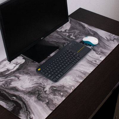 Grey Marblestic Extended Versatile Desk Mat Desk Mats The June Shop   