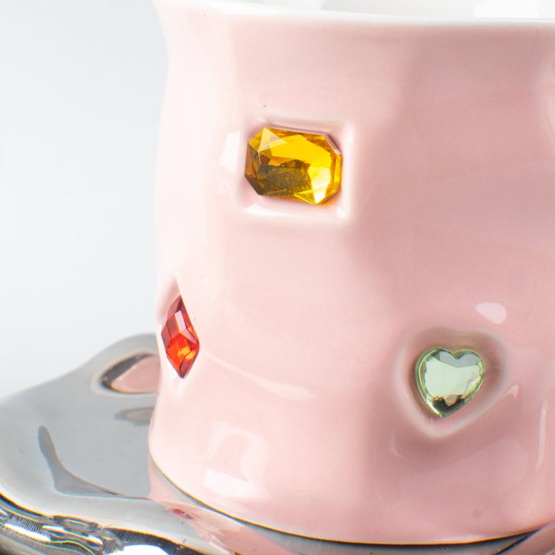 Gemstone Elegance Tea & Coffee Cup with Plate & Spoon