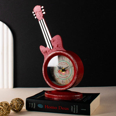 Vintage Charm Guitar-Inspired Table Clock Table Clocks The June Shop   