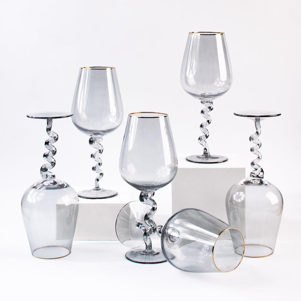 Twist of Avalon Gold-Rim Wine Glasses