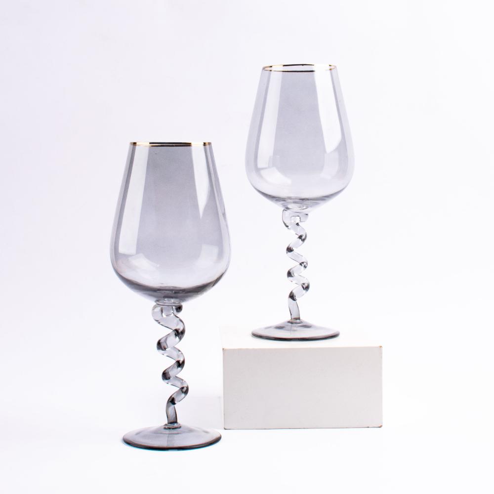 Twist of Avalon Gold-Rim Wine Glasses