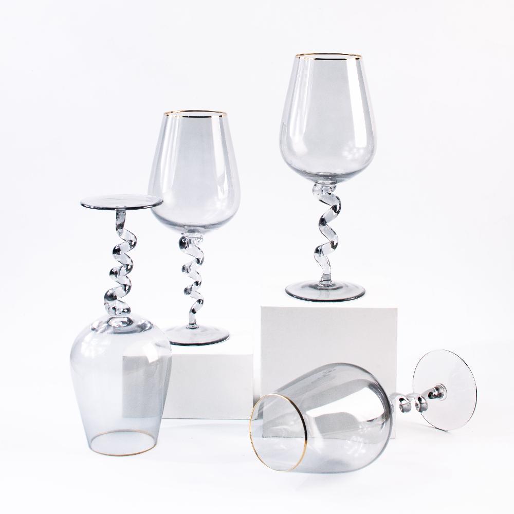 Twist of Avalon Gold-Rim Wine Glasses