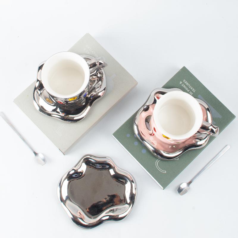 Gemstone Elegance Tea & Coffee Cup with Plate & Spoon