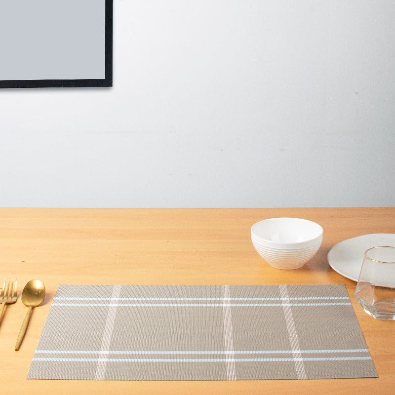 Splendour Grey Chequered Table Mats Set | 6 Pcs Tablemat The June Shop   