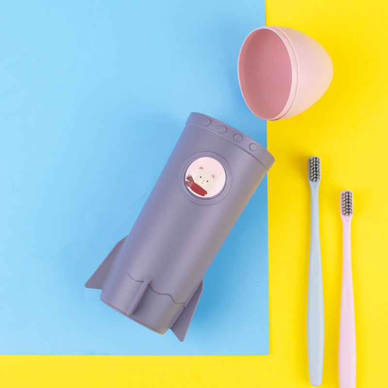 Space-Rocket Toothbrush Holder Lunch Boxes June Trading Duck Yellow & Grey  