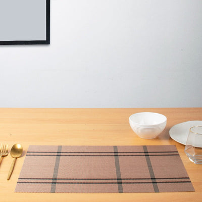 Classy Brown Chequered Table Mats Set | 6 Pcs Tablemat The June Shop   