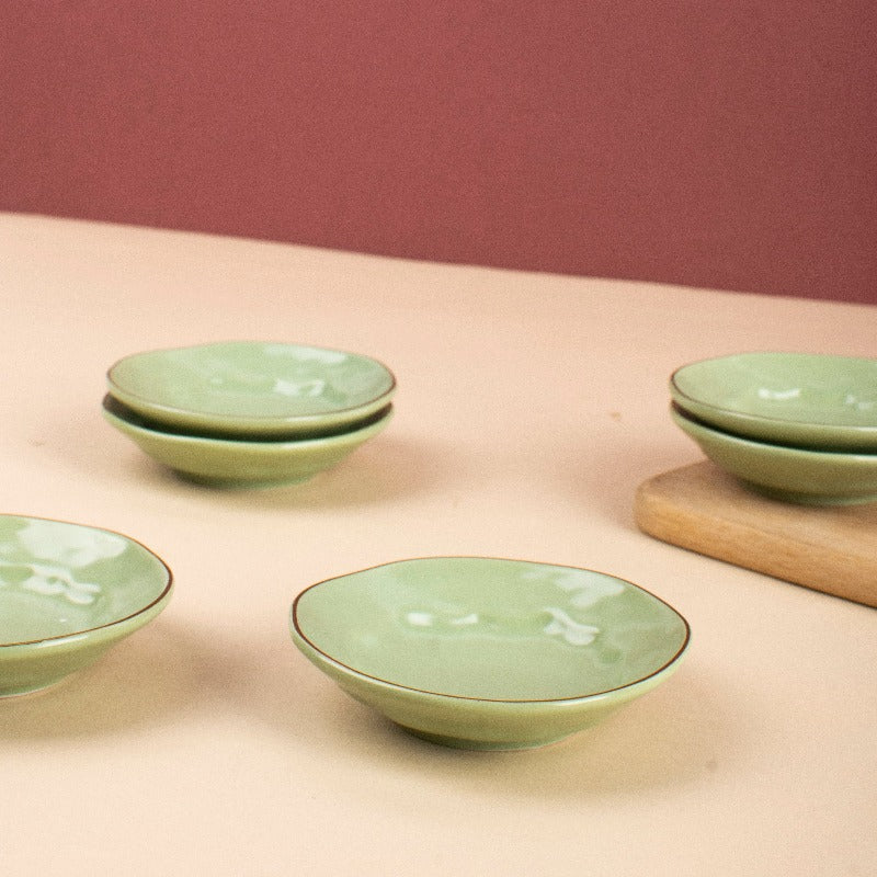 Merak Gold Rim Dip Bowl | Fern Green Serving Bowls The June Shop   