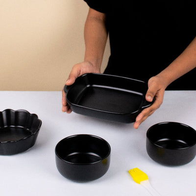 Meraz Onyx Black Serving Set (8 Pcs) Serving Platters The June Shop   